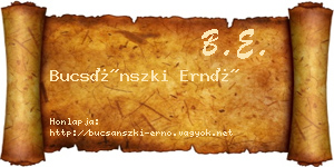 Bucsánszki Ernő névjegykártya